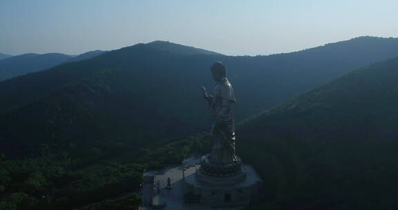 旅游景区 航拍灵山大佛全身侧到正面 左转