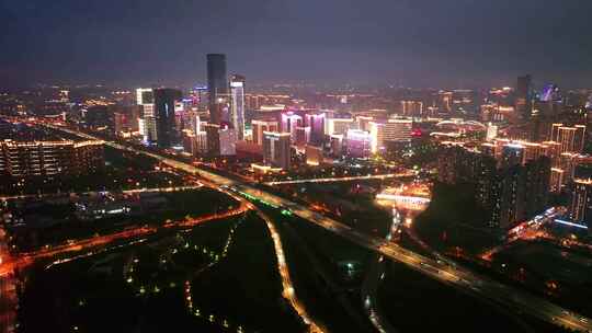 西安高新区锦业路夜景