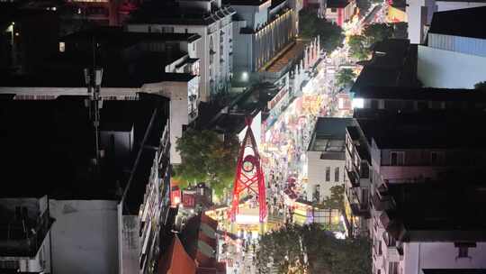 贵州正阳路步行街夜景人流航拍