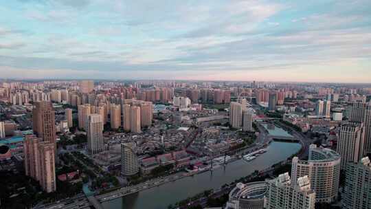 天津海河风景奥式风情区城市建筑风光航拍