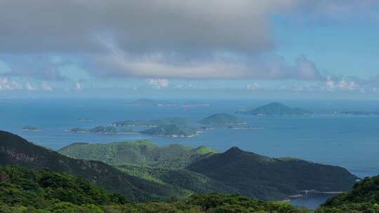 香港离岛大屿山海洋海岛蓝天白云延时