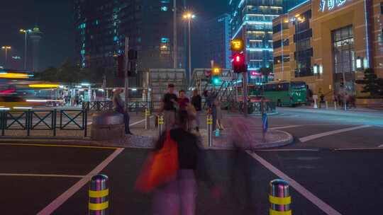 澳门夜景人流红绿灯夜景固定延时