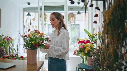 女人，花店，花，商店