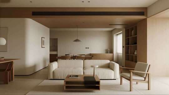 简约原木风高端公寓温馨家居场景