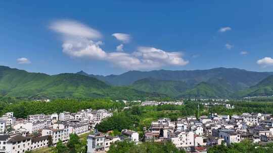 航拍中国传统水墨风安徽黟县宏村景区