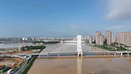 广东潮州韩江大桥地标建筑航拍