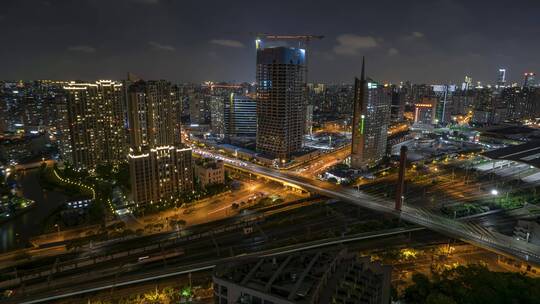 上海建设_京沪高铁_金融街融悦中心_夜景4K