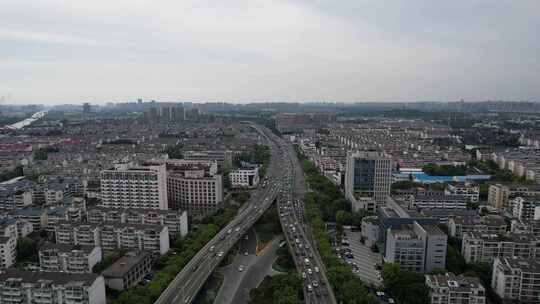 江苏苏州城市交通高架桥航拍视频素材模板下载