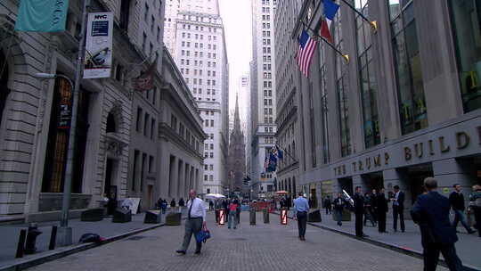 国外繁忙的街头 美国华尔街 上班 都市