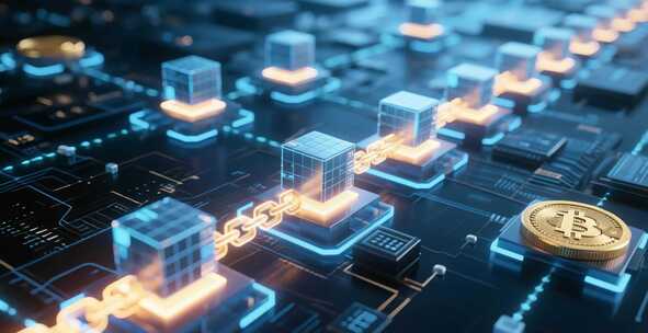 4k科技电路板与区块链元素素材