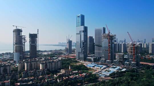 4K航拍深圳湾超级总部建设进展视频素材模板下载