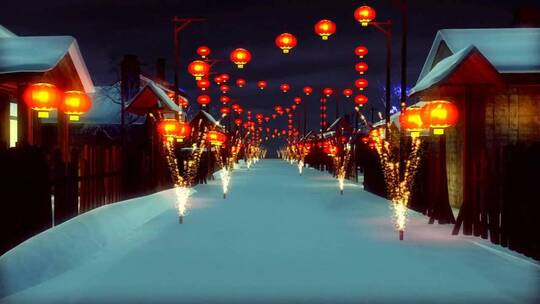 春节过年户外灯笼张灯结彩庆祝喜庆的节日视频素材模板下载