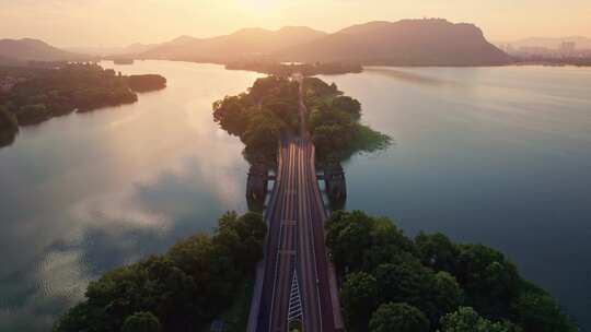 【合集】航拍湘湖日出莲华古寺政和桥