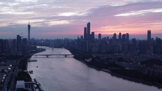 广东省广州市市区城市夜景航拍