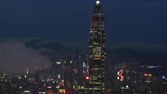 深圳福田城市夜景航拍