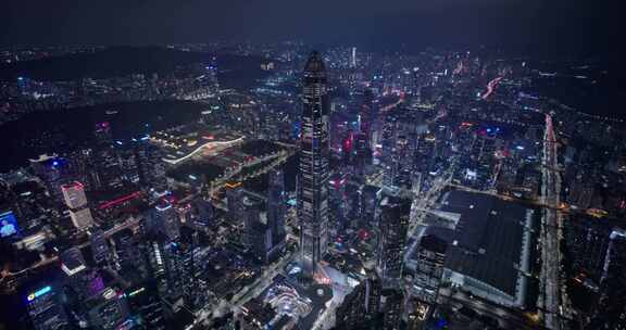 4K宣传片深圳福田悟3夜景航拍素材