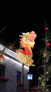 龙年春节，龙头浮雕造型灯特写，4k运镜
