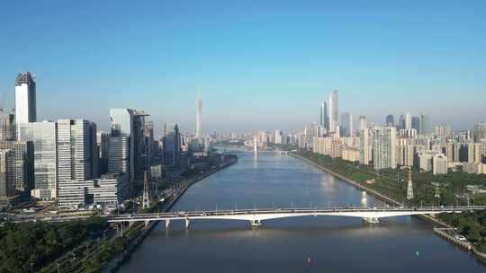 航拍广州珠江新城华南大桥