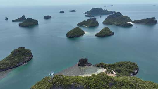 泰国安通国家海洋公园海岛翡翠湖航拍风光