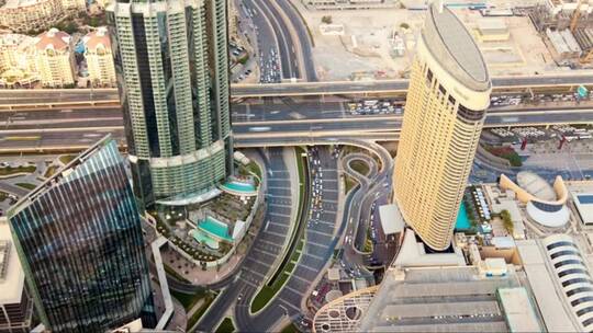迪拜城市交通鸟瞰图
