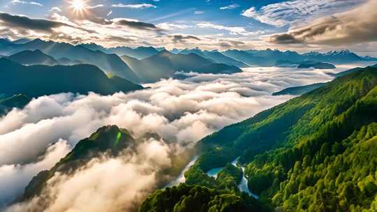 山峦云海自然风光全景