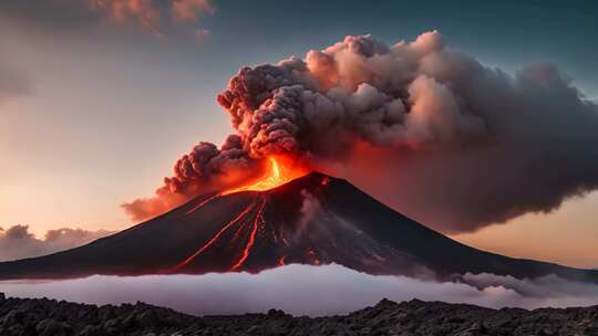 火山喷发壮丽自然景观