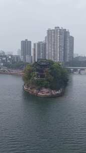 竖版航拍衡阳石鼓书院4A景区