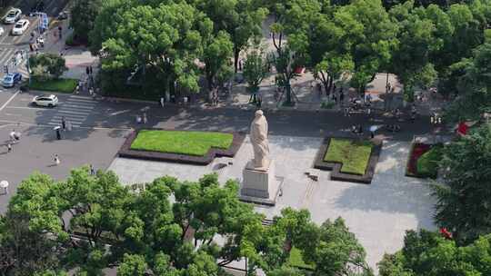 航拍长沙湖南大学校园风光岳麓山岳麓书院