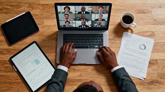 商务人士进行视频会议场景