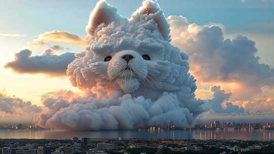 可爱宠物形状漂浮云朵 梦见小猫小狗的片头