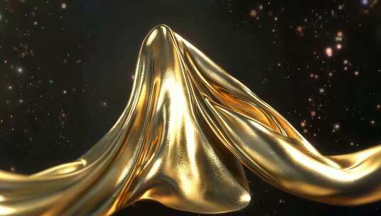 金色飘动绸带影视包装素材