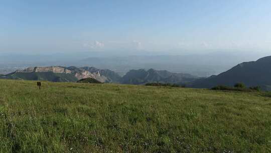 田野 草原 山脉 蓝天 白云