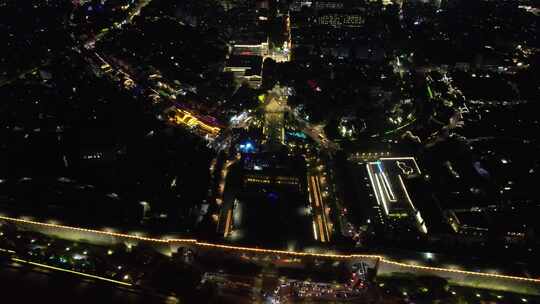 江苏南京城市夜景灯光交通航拍