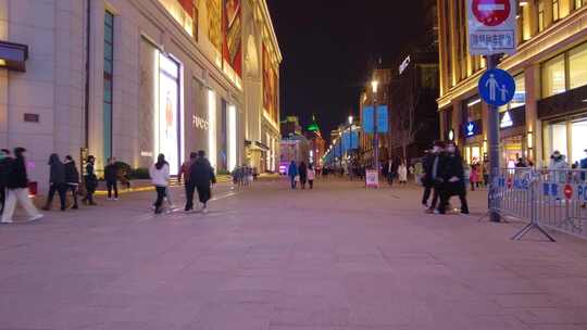 上海外滩夜晚南京路步行街夜景人流车流延时