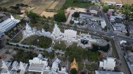 泰国清莱白庙或荣坤寺鸟瞰图视频素材模板下载