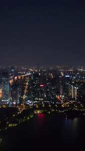 竖版航拍安徽合肥城市大景夜景灯光