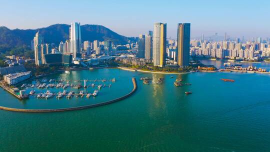 深圳南山蛇口海上世界游艇会航拍环绕视频素材模板下载