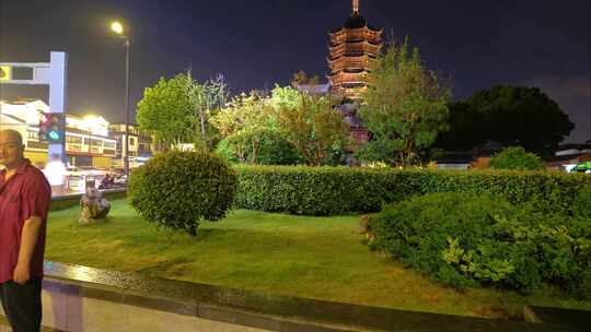 苏州市报恩寺塔北寺塔北塔报恩寺夜晚夜景