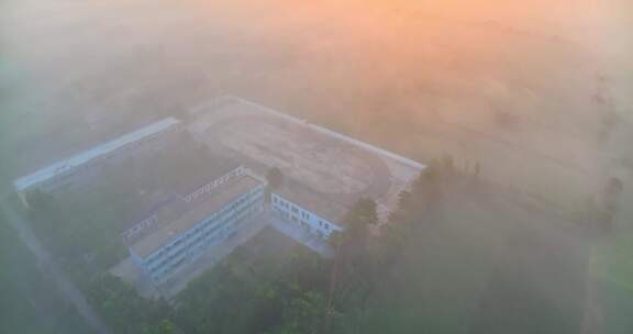 中国河南平原平流雾HDR航拍