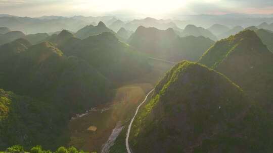 航拍桂林山水喀斯特地貌