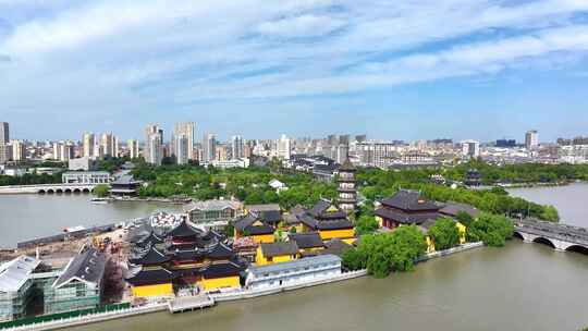 航拍浙江嘉兴平湖 报本寺