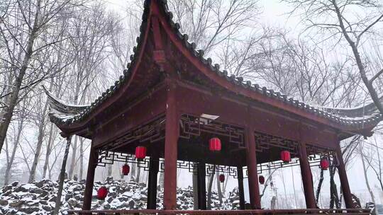 古建筑雪景，中式美学建筑，苏州园林雪景