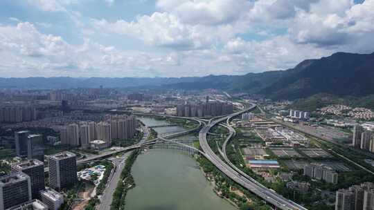 福建福州城市大景蓝天白云航拍