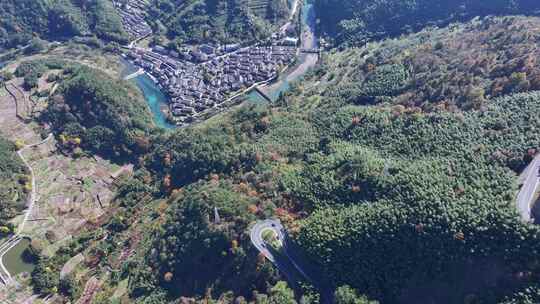 四明山 盘山公路 秋色 秋天 余姚