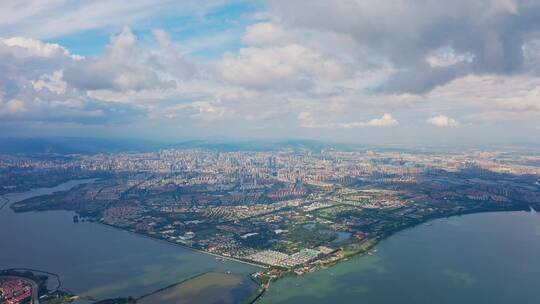 昆明西山公园凌虚阁航拍昆明市城市全景