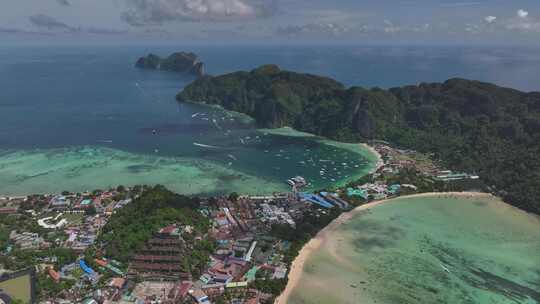 HDR航拍泰国甲米大皮皮岛海滨自然风光