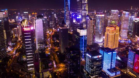 上海城市夜景航拍延时