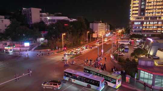 厦门思明区演武大桥夜晚夜景航拍车流交通福