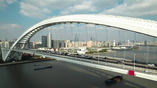 航拍上海卢浦大桥视频素材模板下载