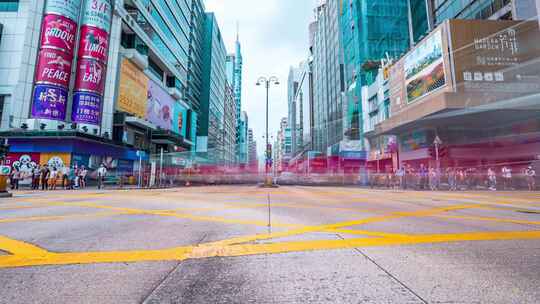 香港弥敦道_香港红绿灯车流日景固定延时视频素材模板下载